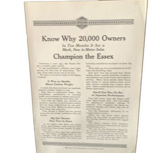 Vintage 1928 Essex Motors Champion the Essex Ad Advertisment